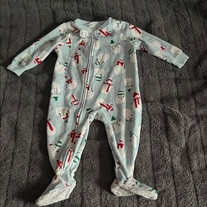 Carter's Light Blue Snowman Footie Pajama